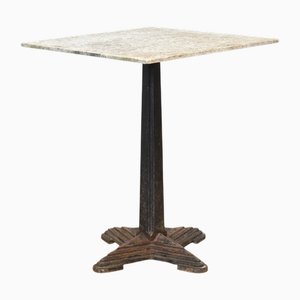 Mesa de bistró de jardín antigua con tablero de piedra, años 20