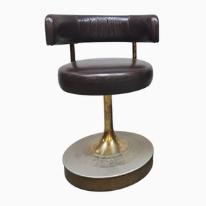 Tabourets Vintage en Cuir Marron, Suède, 1960s, Set de 4