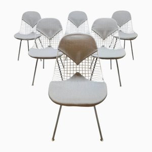 Sillas Bikini vintage de alambre de Charles and Ray Eames para Herman Miller, años 60. Juego de 6