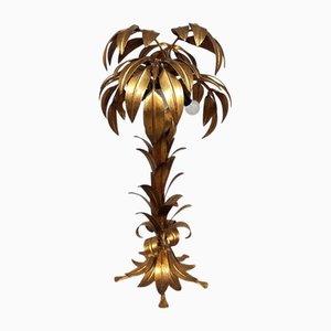 Vintage Brass Leaf Palm Tree Table Lamp by Hans Kögl, 1970s