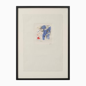 Fritz Winter, Blau, Braun, Rot, Schwarz, Radierung, Gerahmt