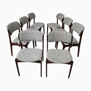 Sillas de comedor de palisandro de Erik Buch, años 60. Juego de 8