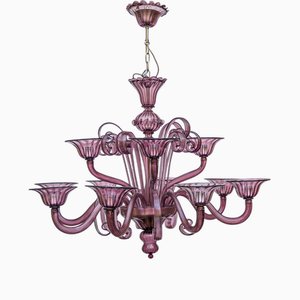 Venetian Purple Hand-Blown 12-Light Chandelier from Cenedese