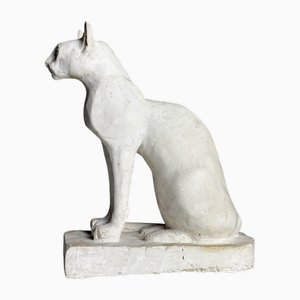 20th Century Plaster Statue of Cat
