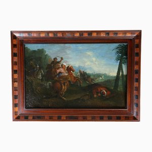 After Joseph François Parrocel, Turkish Horsemen Attacked by Tigers, 1700s, Painting on Canvas, Framed