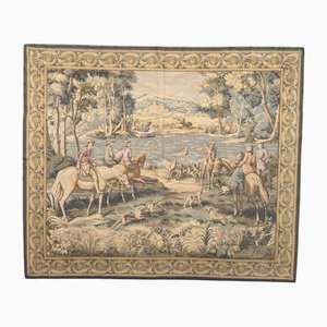 Vintage French Jacquard Tapestry Hunting with Hounds Motif in the style of Aubusson, 1970s