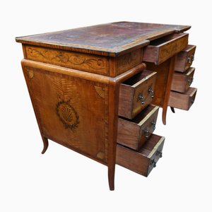 Edwardian Sheraton Inlaid Pedestal Desk, 1900s