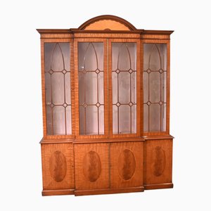 Sheraton Walnut Inlaid Breakfront Bookcase, 1930s