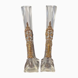 Single Flower Vases attributed to Baccarat, 1890s, Set of 2