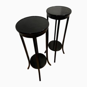English Ebonised Wood Plant Stands, 1890s, Set of 2