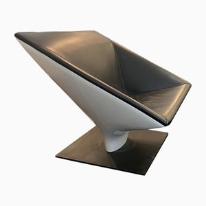 Fauteuil Géométrique en Fibre de Verre et Cuir, 1960s