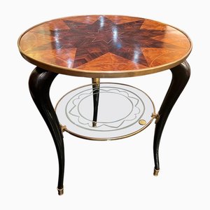 Table d'Appoint à 2 Niveaux en Laiton et Verre, Italie, 1959
