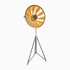 Black and Gold Leaf Studio 76 Tripod Floor Lamp attributed to Mariano Fortuny by Mariano Fortuny