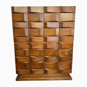 Italian Geometric Dry Bar Cabinet, 1980s