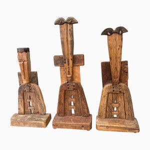 Luciano Bertolotto, Carved Primitive Sculptures, 2003, Wood, Set of 3