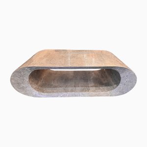 Geometric Tessellated Grey Marble Coffee Table, 1980s