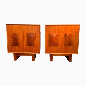 Armarios de arce con frente de diamantes, años 60. Juego de 2