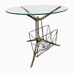 Italian Tripod Side Table and Magazine Rack, 1950s