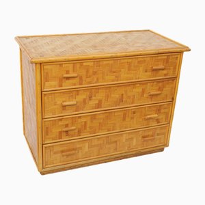 Bamboo and Pressed Bamboo Chest of Drawers, Italy, 1970s