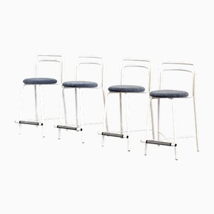 Metal and Fabric Stools, Set of 4