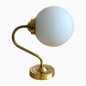 Hungarian Industrial Brass Wall Light with Milk Glass Shade, 1970s