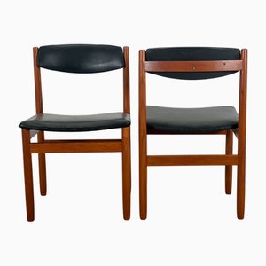 Vintage Esszimmerstühle aus Teak mit schwarzem Vinylbezug von Dyrlum, 1960, 5er Set