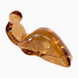 Signed Unique Piece Elio Raffaeli, Large and Heavy Sculpture Umano Astratto 1970s, Murano Glass, Art Object