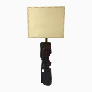 Lampe de Bureau Sculpturale en Bois Sculpté à la Main par Gianni Pinna