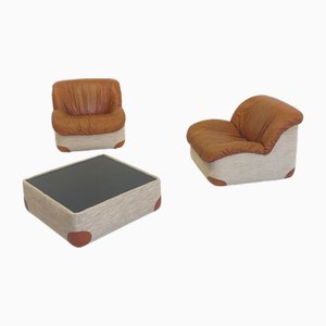 Caprice Armchairs and Coffee Table by Henning Korch for Swan, Set of 3