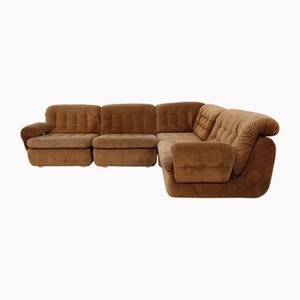 Brown Green Modular Sofa, 1970s, Set of 4