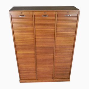 Oak Roller Shutter Box with 3 Shutters, 1950s