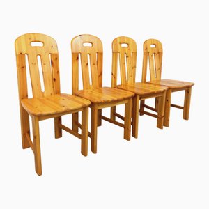 Vintage Stühle aus Kiefernholz, 1970er, 4er Set