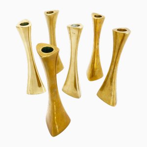 Vintage Brass Candlesticks from BCA Eskilstuna, 1960, Set of 6