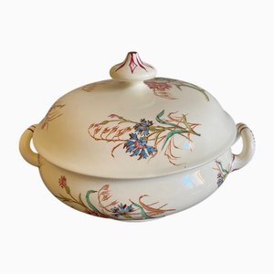 French Ironstone Cornflower Tureen by Keller & Guérin Luneville, 1890s