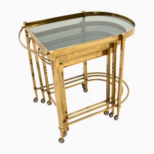 Vintage Italian Nesting Tables in Brass, 1970s, Set of 3