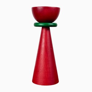 Postmoderner Vintage Kerzenhalter aus Holz, 1970er