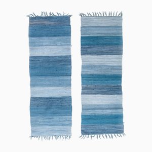 Vintage Scandinavian Hand Woven Rag Rug, 1980s, Set of 2