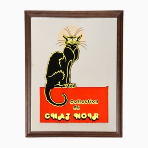 Miroir Publicitaire Art Déco Vintage Chat Noir, 1960s
