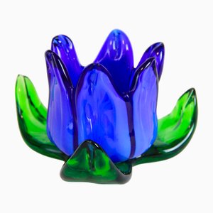 Portacandela vintage a forma di fiore di Murano, Italia, anni '70