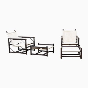 Fauteuils avec Repose-pieds San Francisco McGuire, 1970s, Set de 4