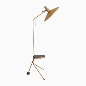 Lampadaire Tripode Vintage avec Table d'Appoint