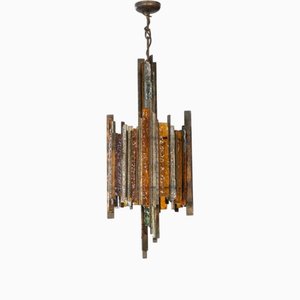 Brutalist Chandelier by Albano Poli for Poliarte, Italy, 1970s