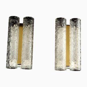 Wandlampen aus Eisglas von Doria Leuchten, 1970er, 2er Set
