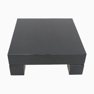 Table Carrée Laquée Noire, 1970s