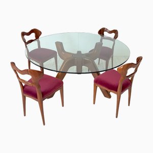 Ragno Table and Scapular Chairs by Giovanni Michelucci, 1980s, Set of 5