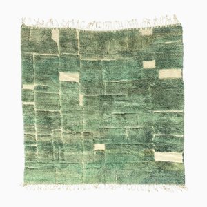 Moroccan Berber Handwoven Wool Rug in Green Tones, 1990s