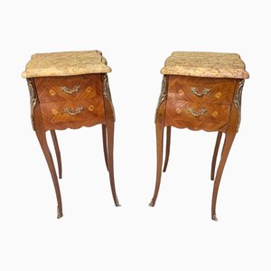 Louis XV Bedside Tables in Marquetry, Set of 2