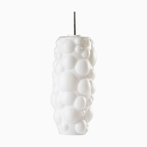 Pendant Lamp in White Glass with Bubble Pattern by Valasske Mezirici, Czechoslovakia, 1960s