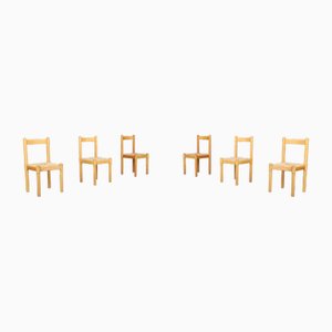 Ash and Rush Dining Room Chairs in the style of Vico Magistretti, 1960s, Set of 6