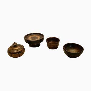 Folk Art Hand Made Treen Items, Set of 4